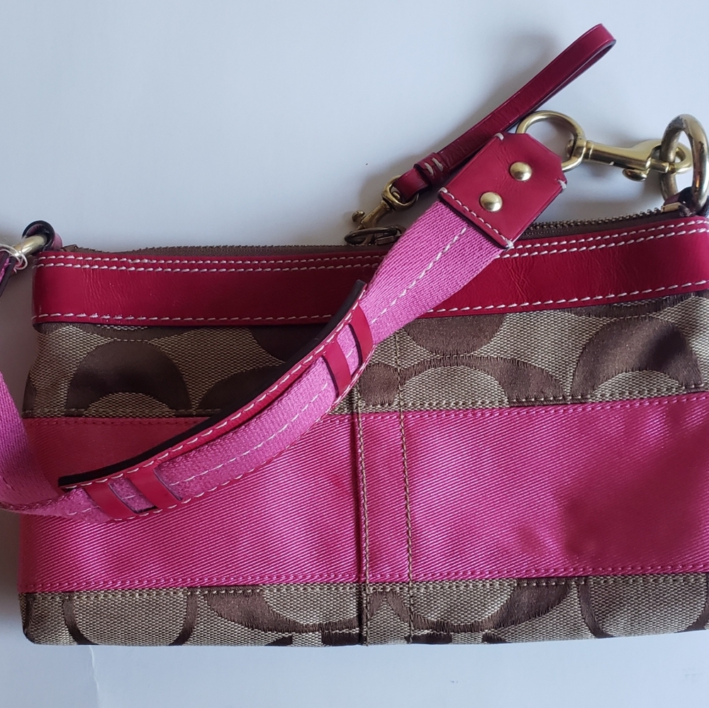 Coach Clutch Signature Striped Demi